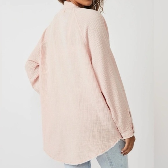 Free People We The Free Summer Daydream Buttondown Long Sleeve Oversized Tunic - Picture 7 of 13